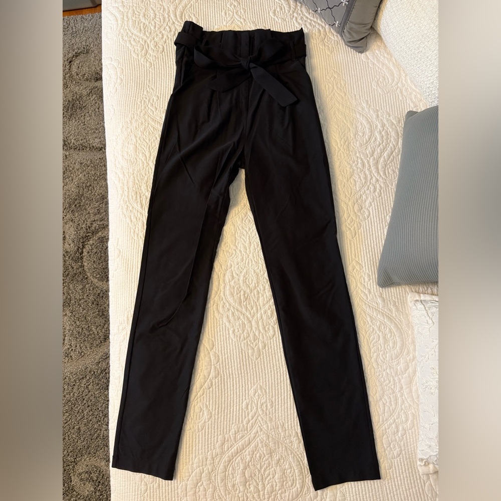 Black High-Waist Paperbag Pants - Women